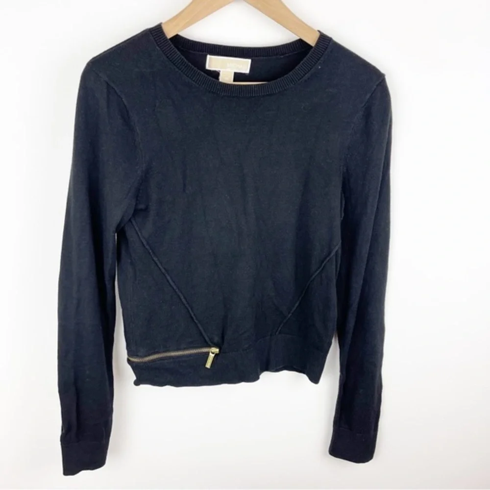 MICHAEL Michael Kors Black Pullover Sweater Zipper Detailing Size‎ Extra Small